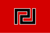 Altın Şafak Partisi'nin bayrağı, Nazi bayrağı ile benzerliği dikkat çekmektedir.
