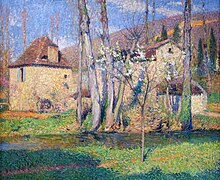 Henri Martin, Chaumières au printemps / Strohgedeckte Häuser im Frühjahr (1910)