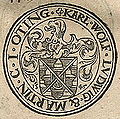 Münzrückseite aus dem 16. Jahr­hundert aus der Re­gier­ungs­zeit der Grafen Karl Wolfgang und Ludwig XV. zu Oettingen und Martin zu Oettingen-Flochberg