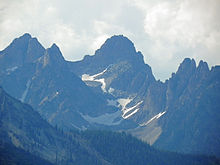 A photo of Mickey's Spire and Thompson Peak