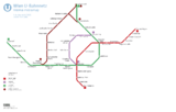 A bécsi metró és stadtbahn térképe 1982-ben, amikor már a 4-es metró elérte Hütteldorfot