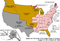 Image 4The states and territories of the United States as a result of Missouri's admission as a state on August 10, 1821. The remainder of the former Missouri Territory became unorganized territory. (from Missouri)