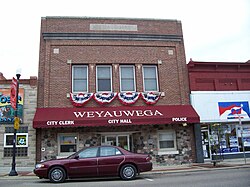 City hall in downtown Weyauwega