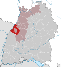 Elhelyezkedése Baden-Württemberg térképén