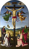 The Mond Crucifixion, 1502–3, very much in the style of Perugino (National Gallery)