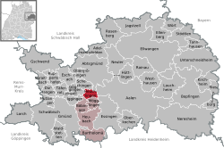 Elhelyezkedése Baden-Württemberg térképén