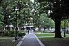 Paths around the fountains at Holladay Park