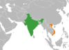 Location map for India and Vietnam.