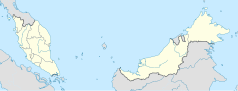 Mapa konturowa Malezji, blisko lewej krawiędzi znajduje się punkt z opisem „Ipoh”