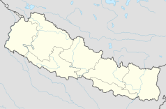 Mapa konturowa Nepalu, blisko centrum na dole znajduje się punkt z opisem „Devghat”