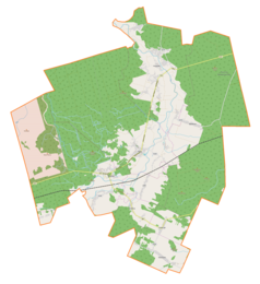 Mapa konturowa gminy Bojanów, blisko centrum na dole znajduje się punkt z opisem „Bojanów”