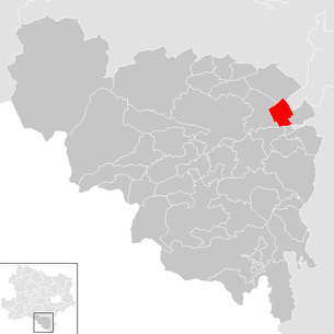 Lage der Gemeinde Breitenau (Niederösterreich) im Bezirk Neunkirchen (anklickbare Karte)