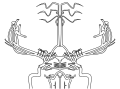 An anterior view of major cerebral and cerebellar arteries.