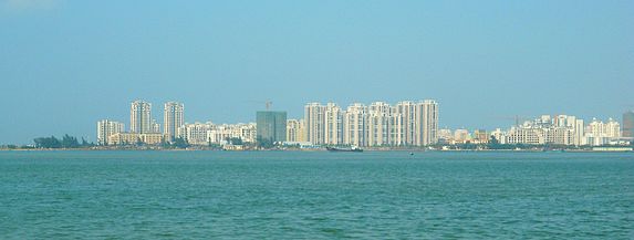 The southwestern part of Haidian Island as viewed from Haikou Bay