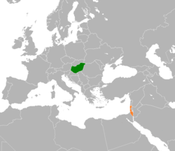 Map indicating locations of Hungary and Israel