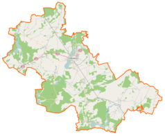 Mapa konturowa powiatu wolsztyńskiego, na dole po prawej znajduje się punkt z opisem „Sączkowo”