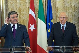 Abdullah Gül ve İtalya Cumhurbaşkanı Giorgio Napolitano ile Quirinal Sarayında basın toplantısında, 29 Ocak 2014