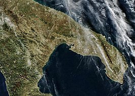 NASA-satellietfoto van de Golf van Tarente