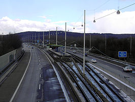 Autobahn 562 bij afrit Rheinaue.