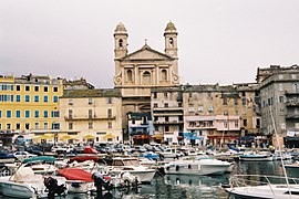 View of St Jean Baptiste Cathedral from Bastia Port