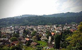 Das Zentrum von Berneck vom Schlifisteg aus gesehen