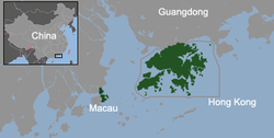 Hong Kong and Macau on the Pearl River Delta, South China