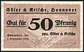 Notgeld von 1918 für die auf dem Firmengelände eingerichtete Lebensmittel-Verkaufsstelle mit Signatur des Prokuristen Edo Othmer