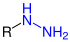Allgemeine Struktur der Hydrazine mit der blau markierten Hydrazino-Gruppe