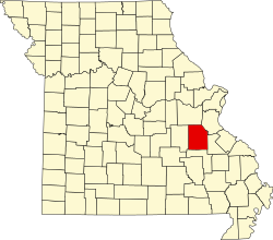 Karte von Washington County innerhalb von Missouri