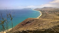 The coastal beach of Porto Santo.