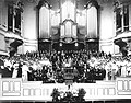 Das Orchester des Vereins der Hamburger Musikfreunde am Tag der Eröffnung der Musikhalle