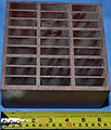 Intumescent damper insert. Openings in the unit swell shut as a result of intumescence in case of fire or heat exposure.