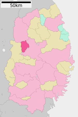Lage Takizawas in der Präfektur