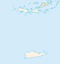 Mapa konturowa Wysp Dziewiczych Stanów Zjednoczonych, na dole znajduje się punkt z opisem „Cruzan Rum”