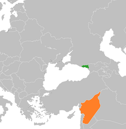 Map indicating locations of Abkhazia and Syria