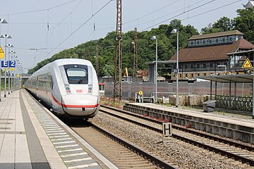 ICE 4 in Günzburg passing through towards Munich.