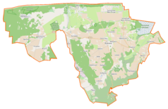 Mapa konturowa gminy Krokowa, blisko centrum na dole znajduje się punkt z opisem „Kartoszyno”