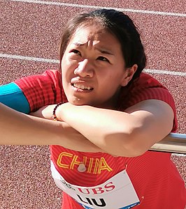 Liu Shiying tijdens de Athletissima in Lausanne in 2019.