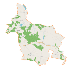 Mapa konturowa gminy Masłowice, u góry po lewej znajduje się punkt z opisem „Grabowiec”