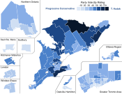 Support for Conservative Party candidates by riding