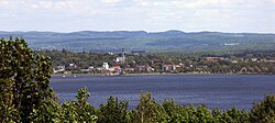 The skyline of the city of Magog.