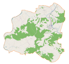 Mapa konturowa gminy Pleśna, na dole po lewej znajduje się punkt z opisem „Janowice”