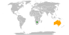 Location map for Australia and Botswana.