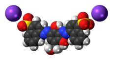 Space-filling models of the ions in Brown HT