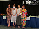 Clamp (l-r Satsuki Igarashi, Nanase Ohkawa, Tsubaki Nekoi, Mokona) at the Anime Expo 2006. Photo by John (Phoenix) Brown.