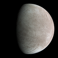 Image 2Europa /jʊˈroʊpə/ ⓘ, or Jupiter II, is the smallest of the four Galilean moons orbiting Jupiter, and the sixth-closest to the planet of all the 95 known moons of Jupiter. It is also the sixth-largest moon in the Solar System. Europa was discovered independently by Simon Marius and Galileo Galilei and was named (by Marius) after Europa, the Phoenician mother of King Minos of Crete and lover of Zeus (the Greek equivalent of the Roman god Jupiter). (Full article…)