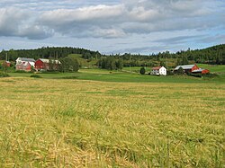 View of the Finstad farm area in Stod