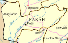 Anar Dara ilçesi'nin Ferah Vilayeti içindeki konumunu gösteren harita