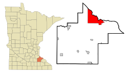 Lage von Red Wing im Goodhue County (rechts) und in Minnesota (links)