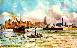 Der Hafen von Lübeck um 1909